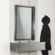 Vintage wooden console table with aluminum mirror, Italy, 1970s, original