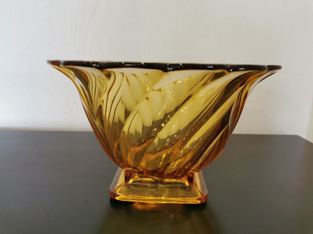 Glass cut style art deco yellow
