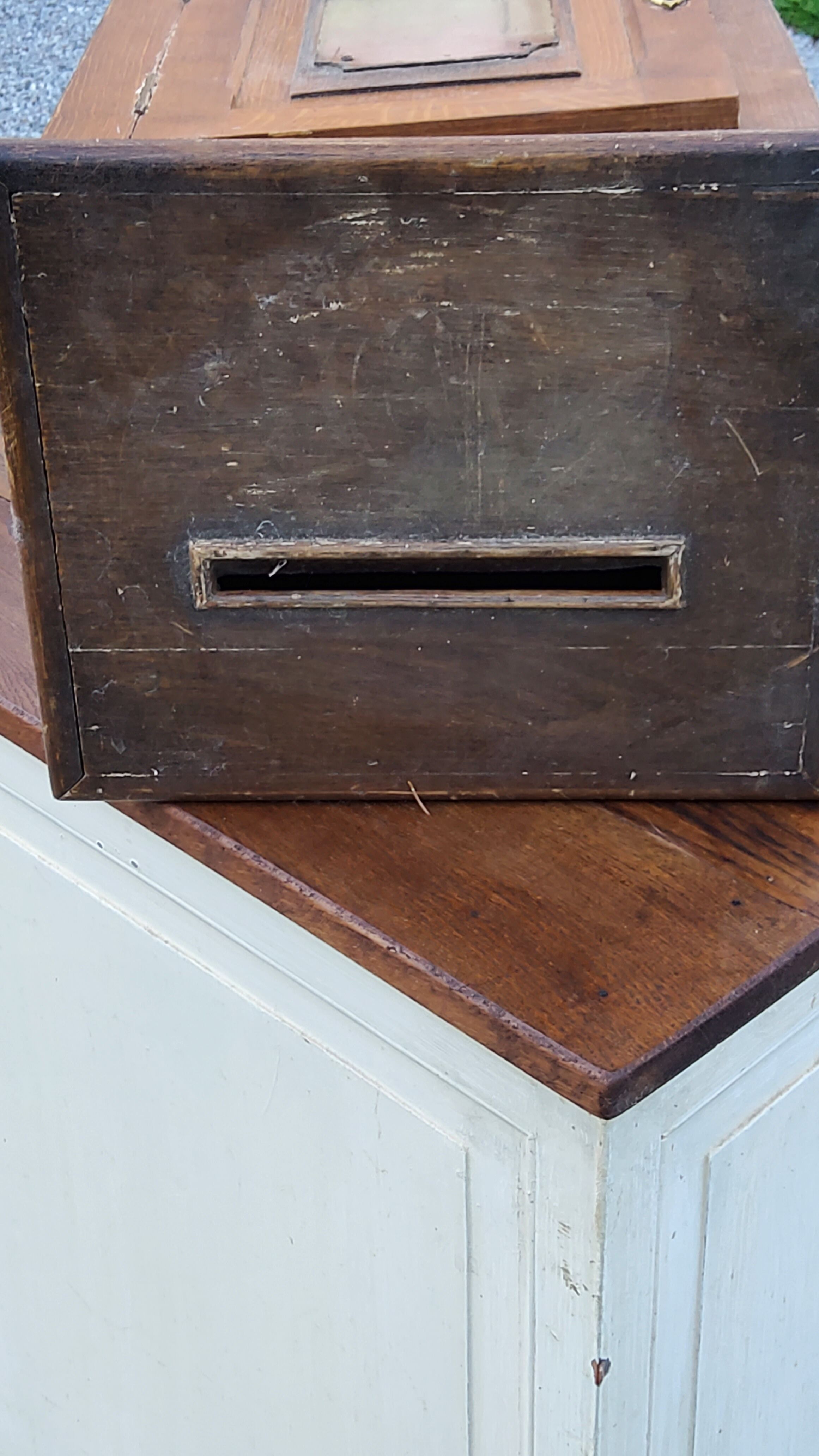 Old oak and brass mailbox