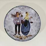 Large enamelled ceramic dish le brescon in vallauris 1970