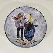 Large enamelled ceramic dish le brescon in vallauris 1970