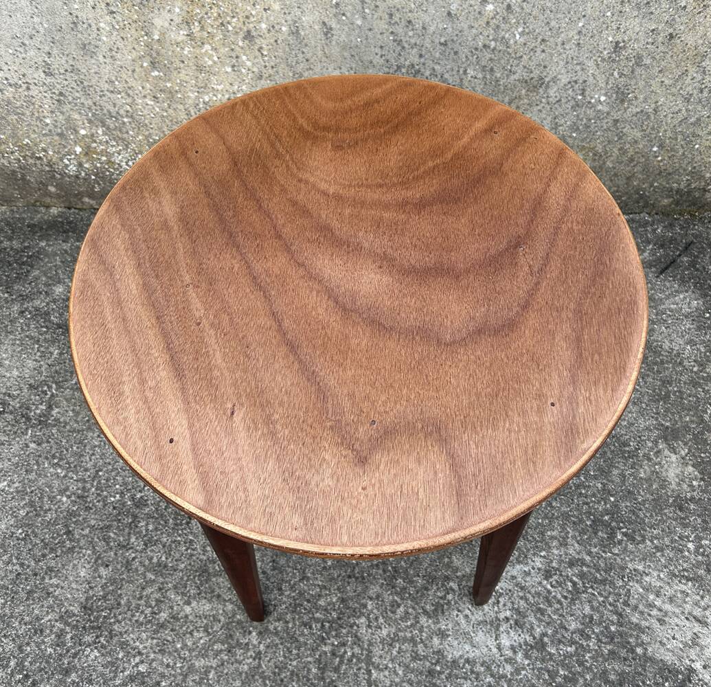 Round pedestal table, wood, vintage, 1950s