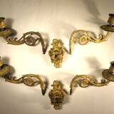 Pair of gilded brass chandeliers