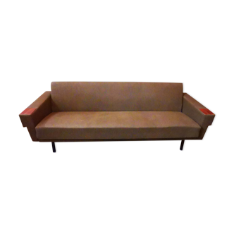 Canapé sofa daybed convertible années 60 70 kaki