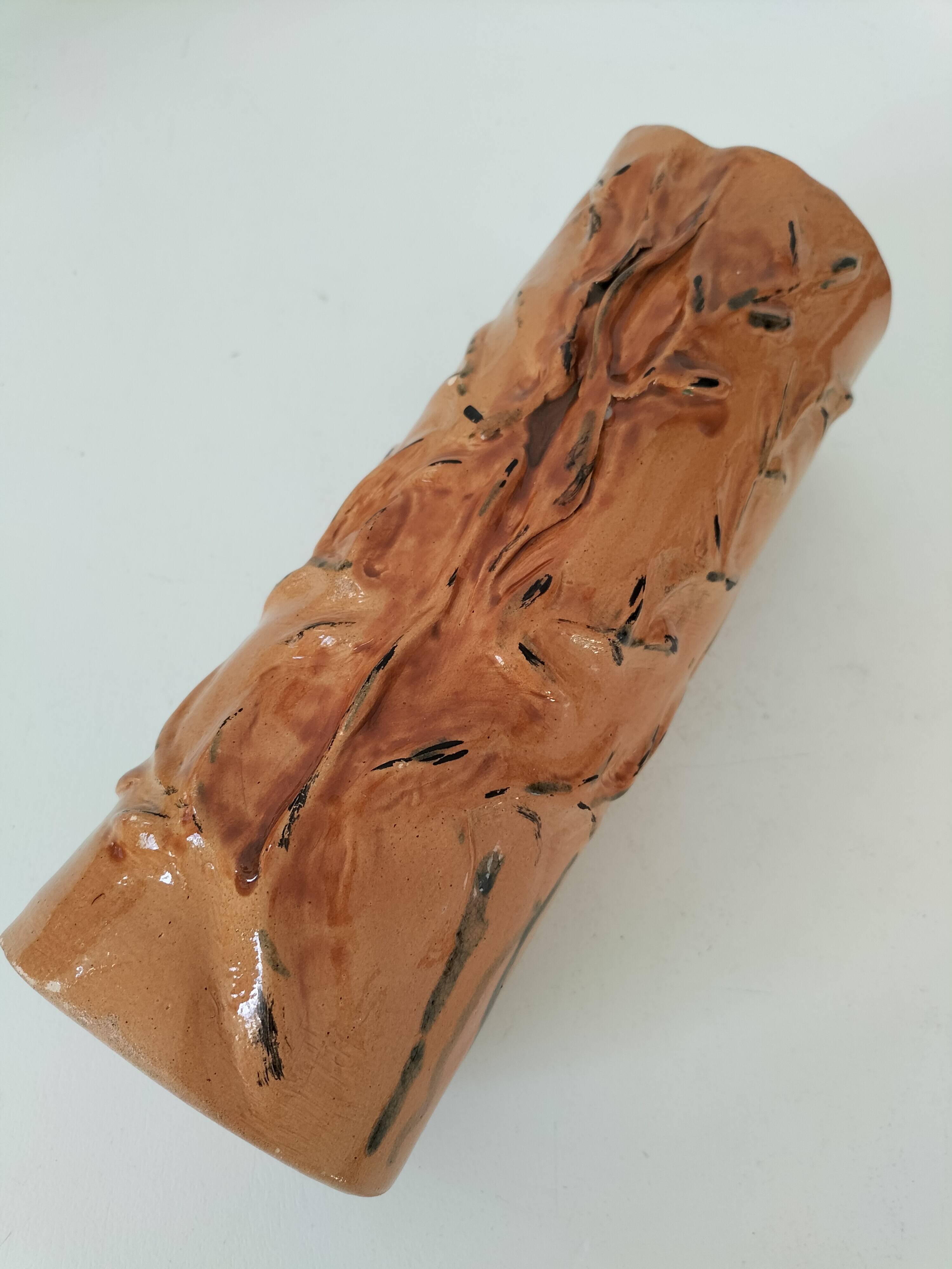 Stoneware vase signed LM, organic style, 70s/90s