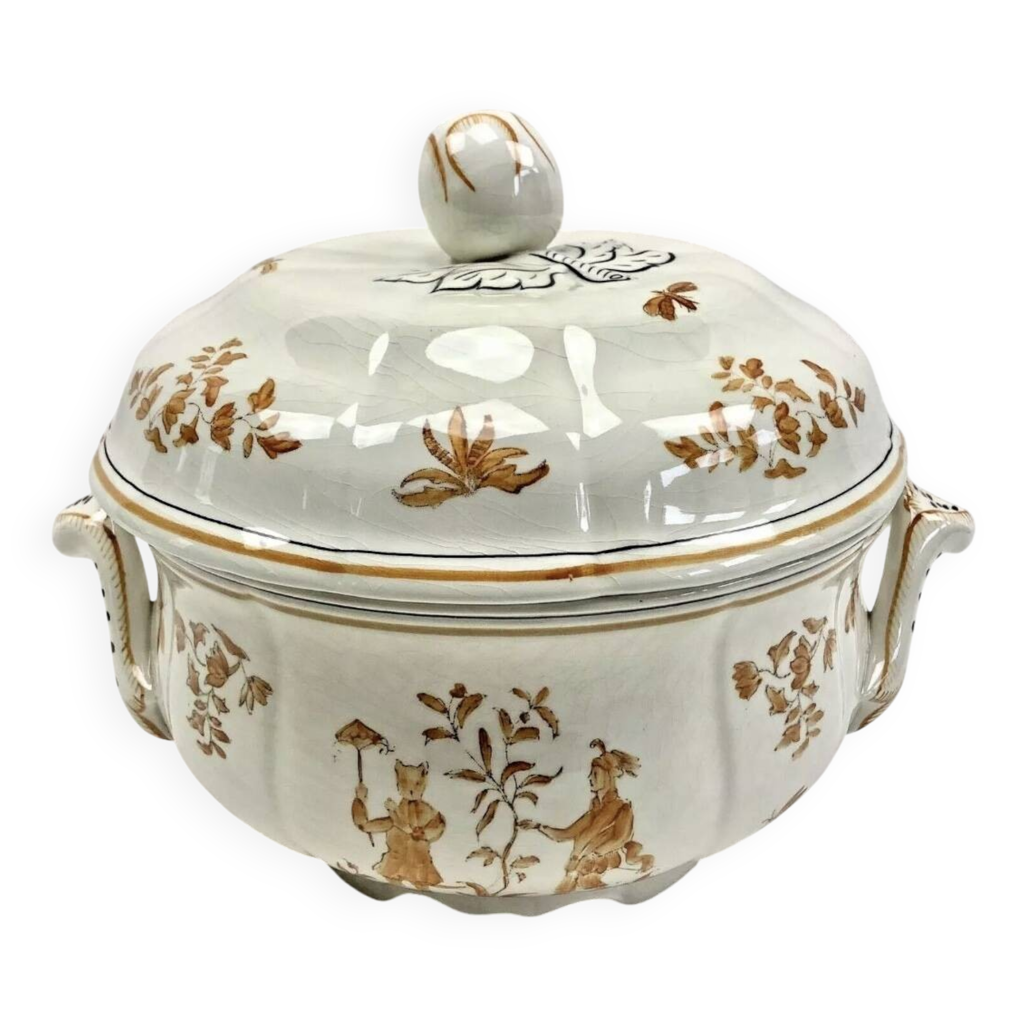 Ancienne soupière légumier Longchamp décor Moustiers Olerys 2