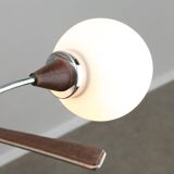 Lustre italien en chrome et opaline du milieu du siècle