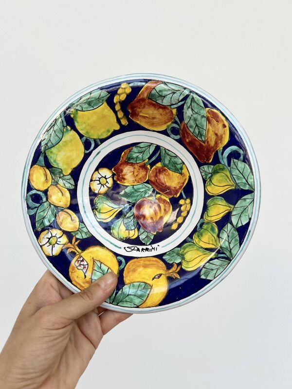 Lot de 4 assiettes décoratives majolique peintes à la main — Ceramiche d’Arte Parrini, Toscane