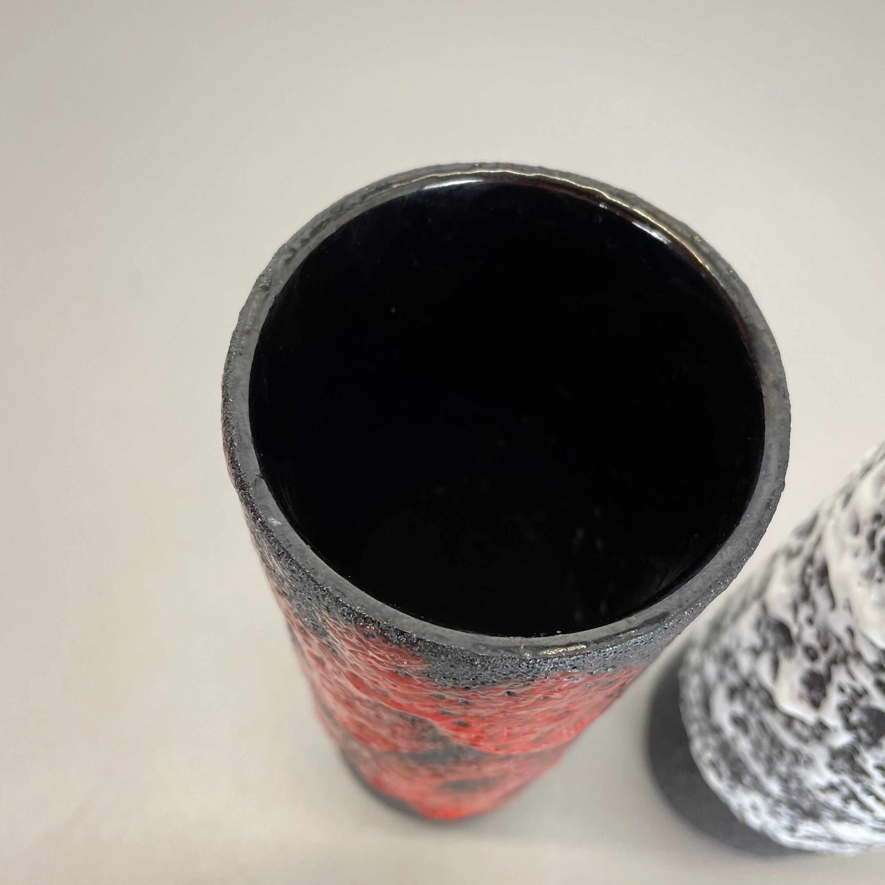 Set of Two Pottery Fat Lava Vases "Black-red-white" by Jopeko, Germany, 1970s