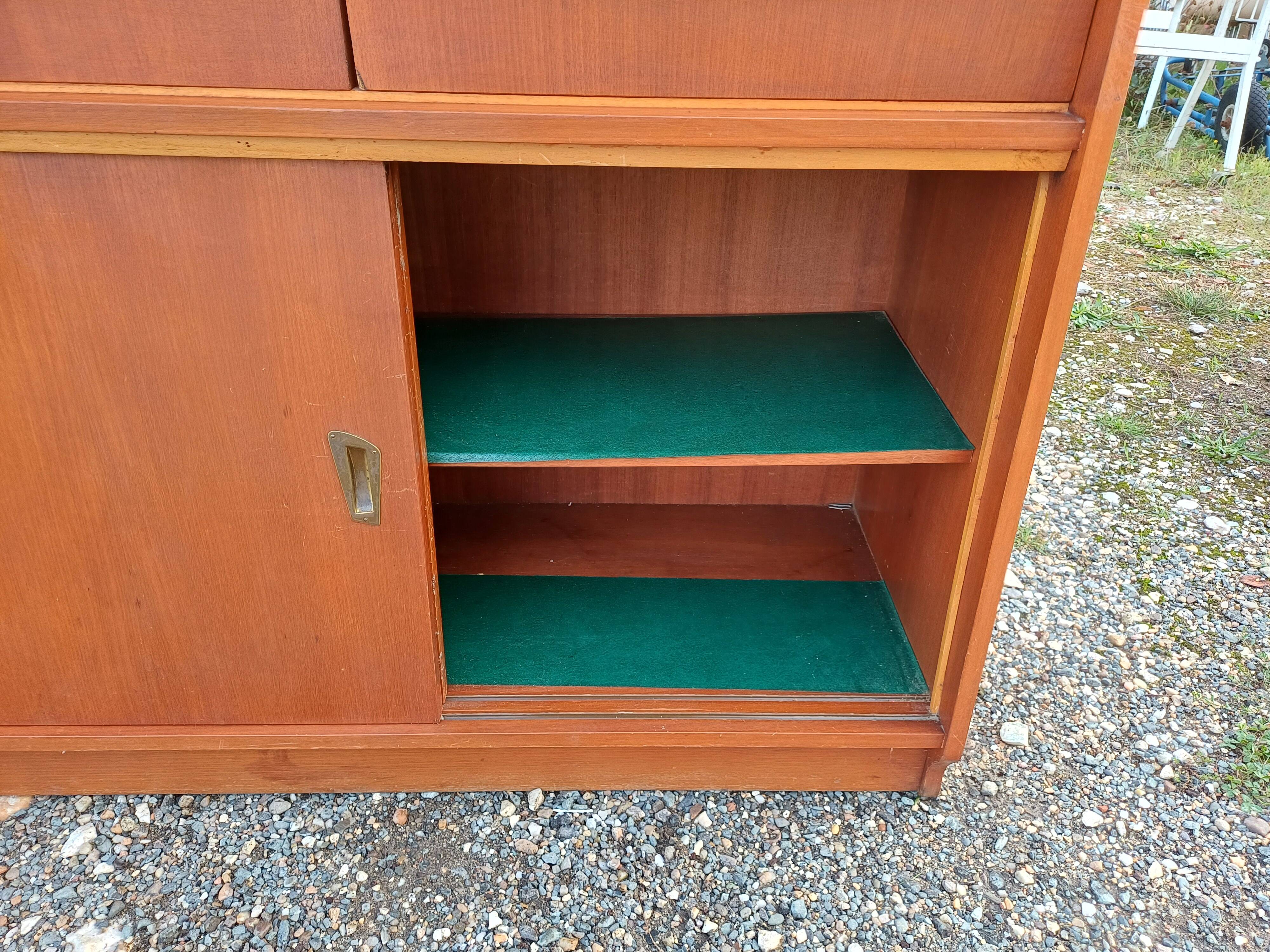 1950s wood and glass display cabinet
