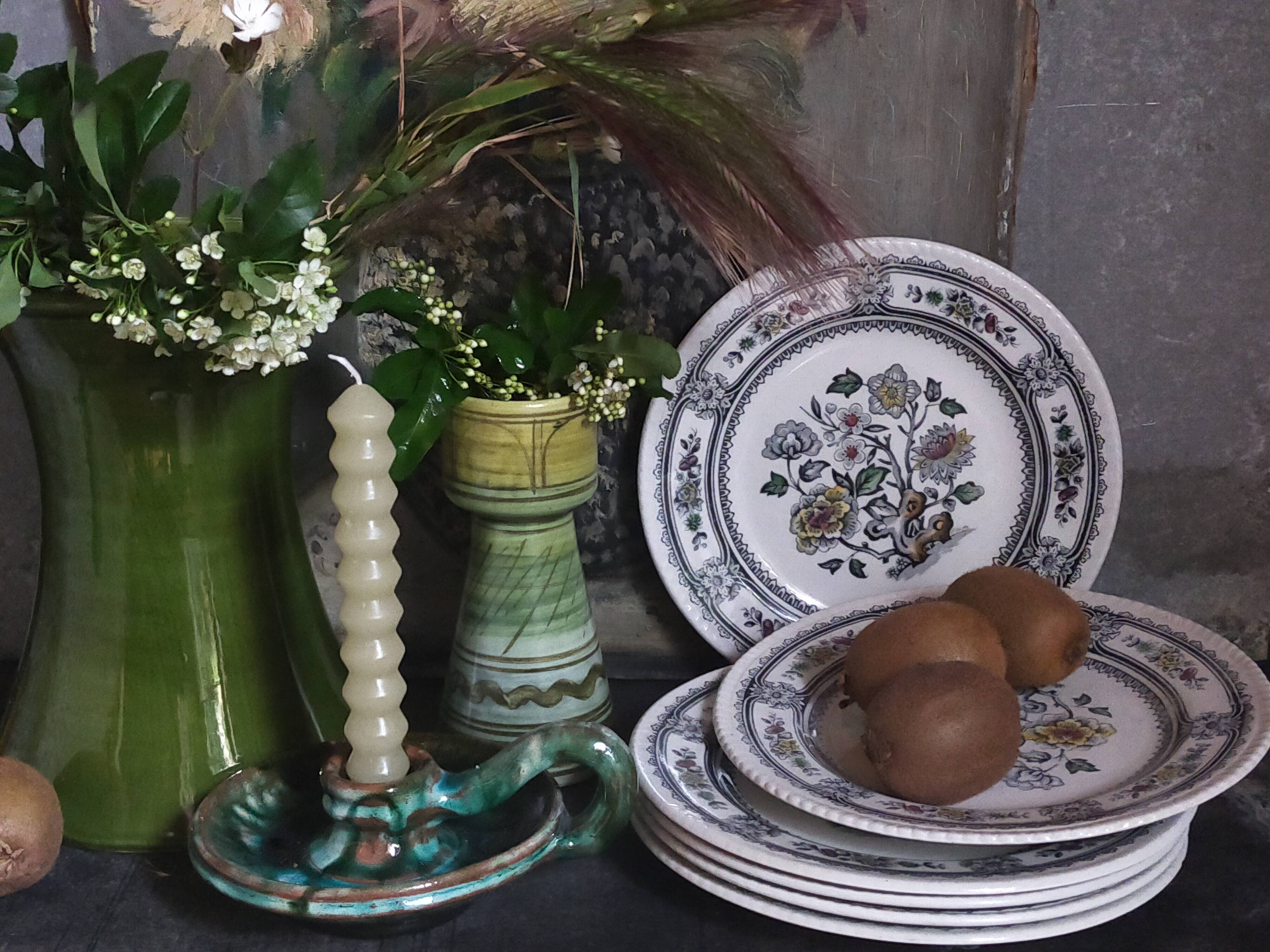 Six English porcelain dessert plates WOOD & SONS Dorset service