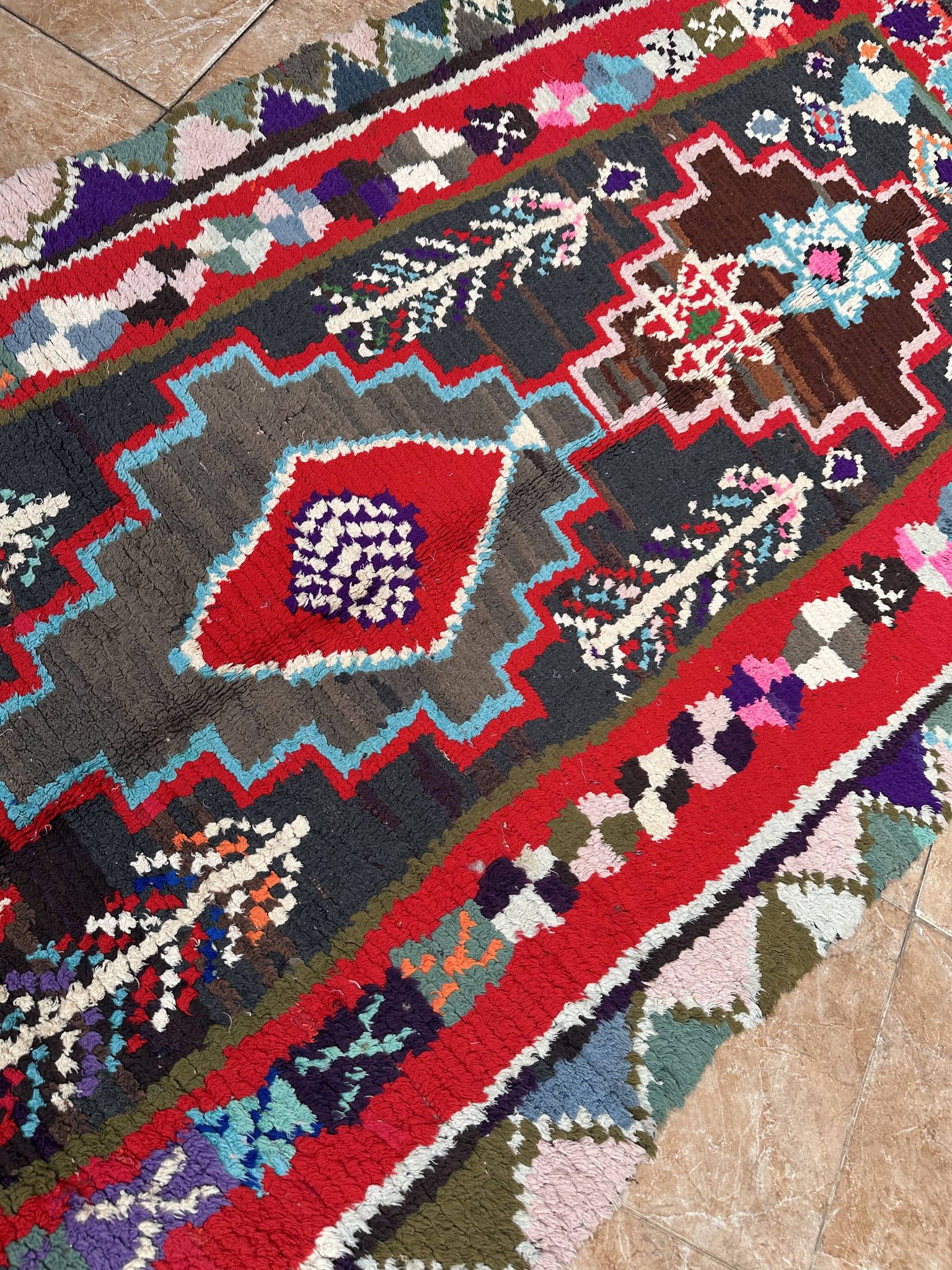 Tapis marocain vintage - Petit tapis Boujaad -  Tapis Boucharouit
