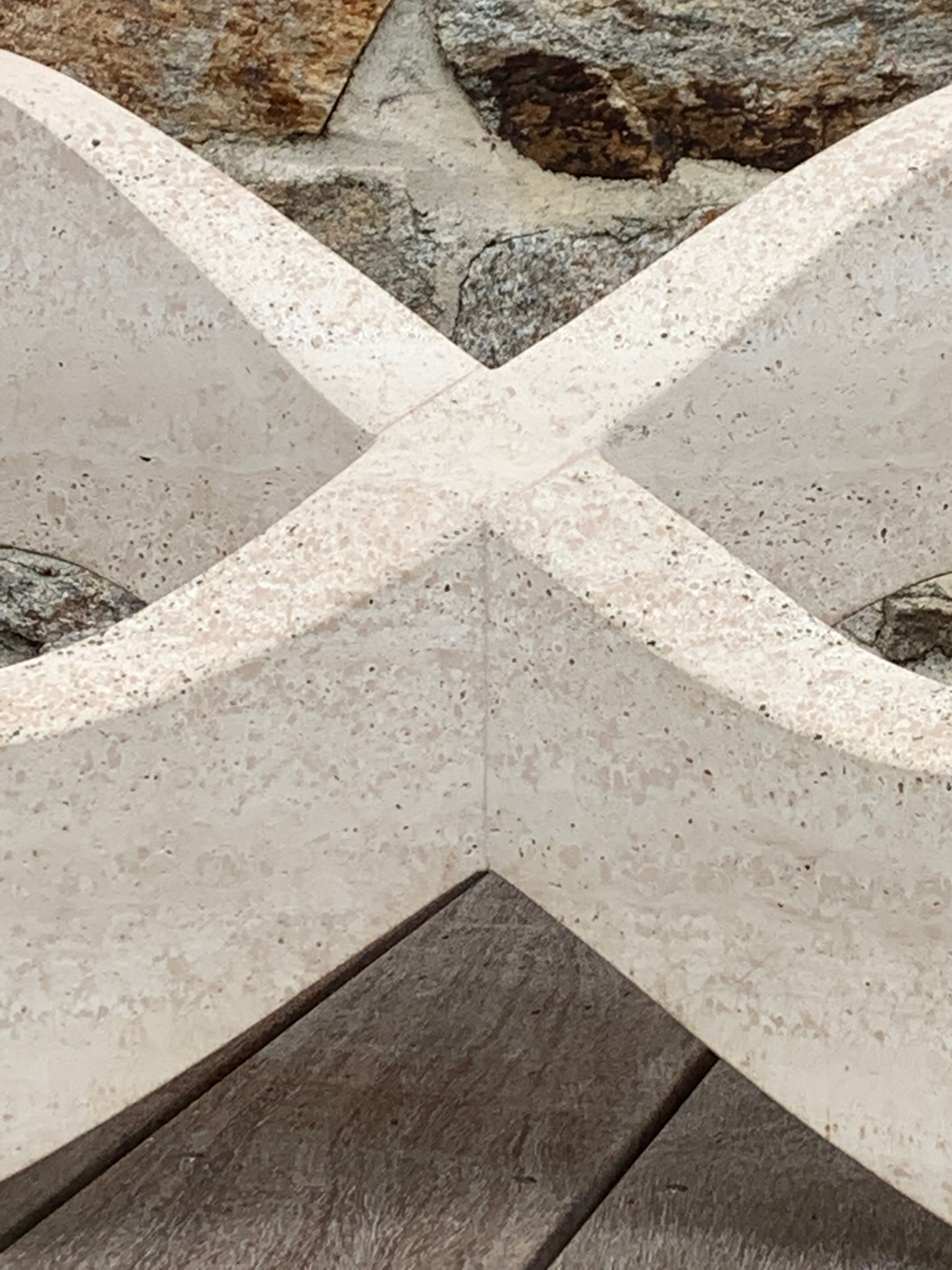 Trendy coffee table in glass and travertine