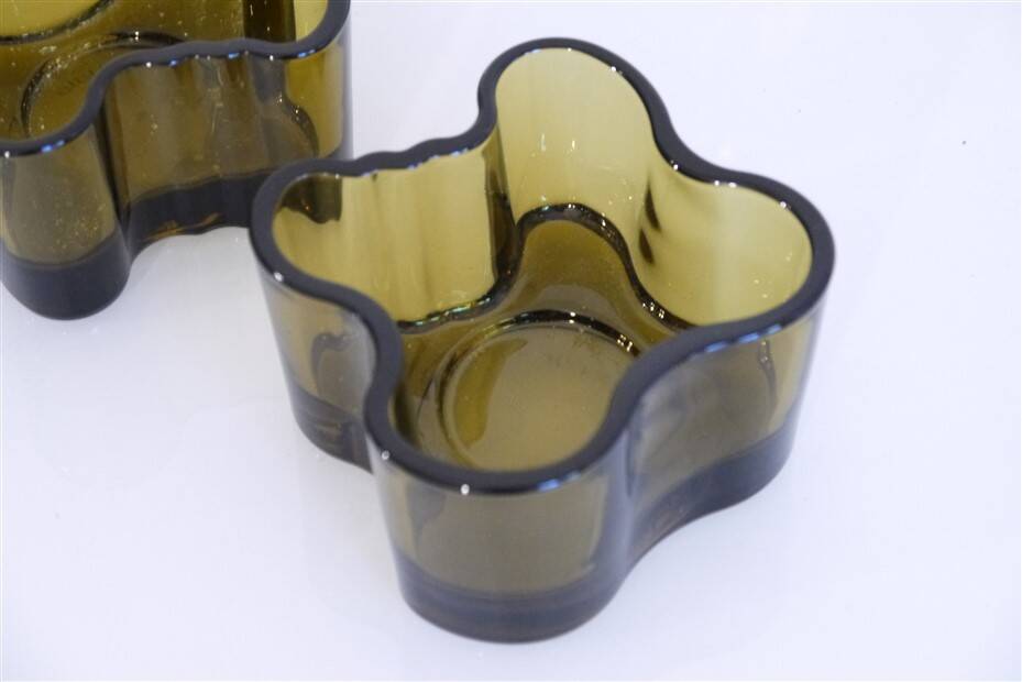Pair of glass tealight holders from Iittala 1960