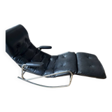 Fauteuil à bascule en cuir noir, Banmüller