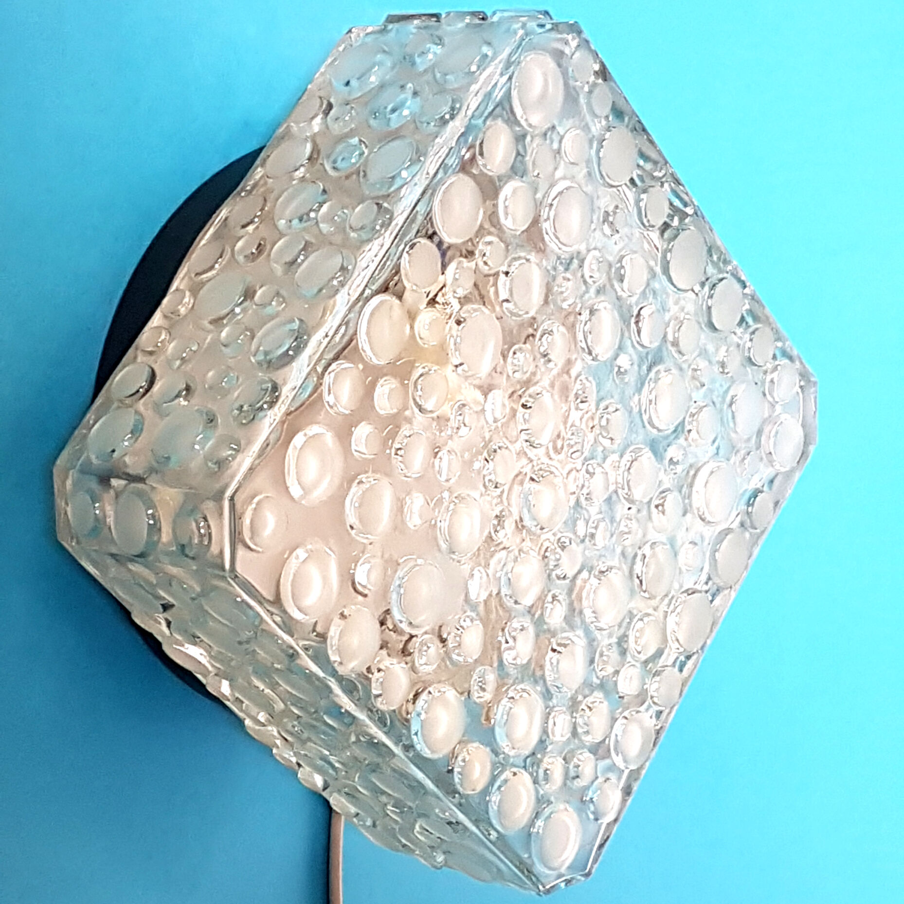 Applique en verre carré Glashutte Limburg Allemagne des années 1960