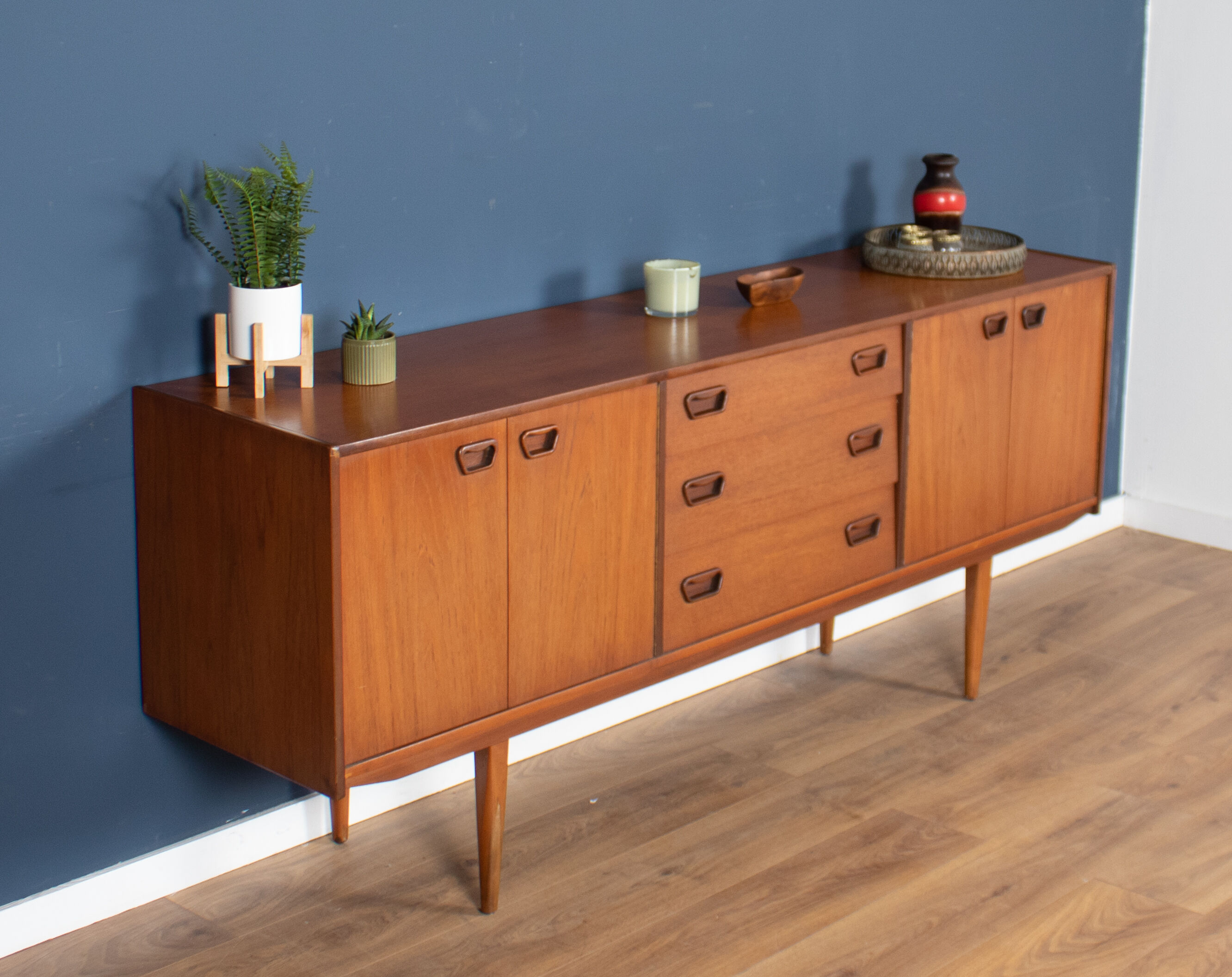 Retro teak 1960s mid century long teak sideboard