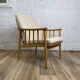 Reupholstered Scandinavian oak armchair, Eastern European origin, 70s-80s