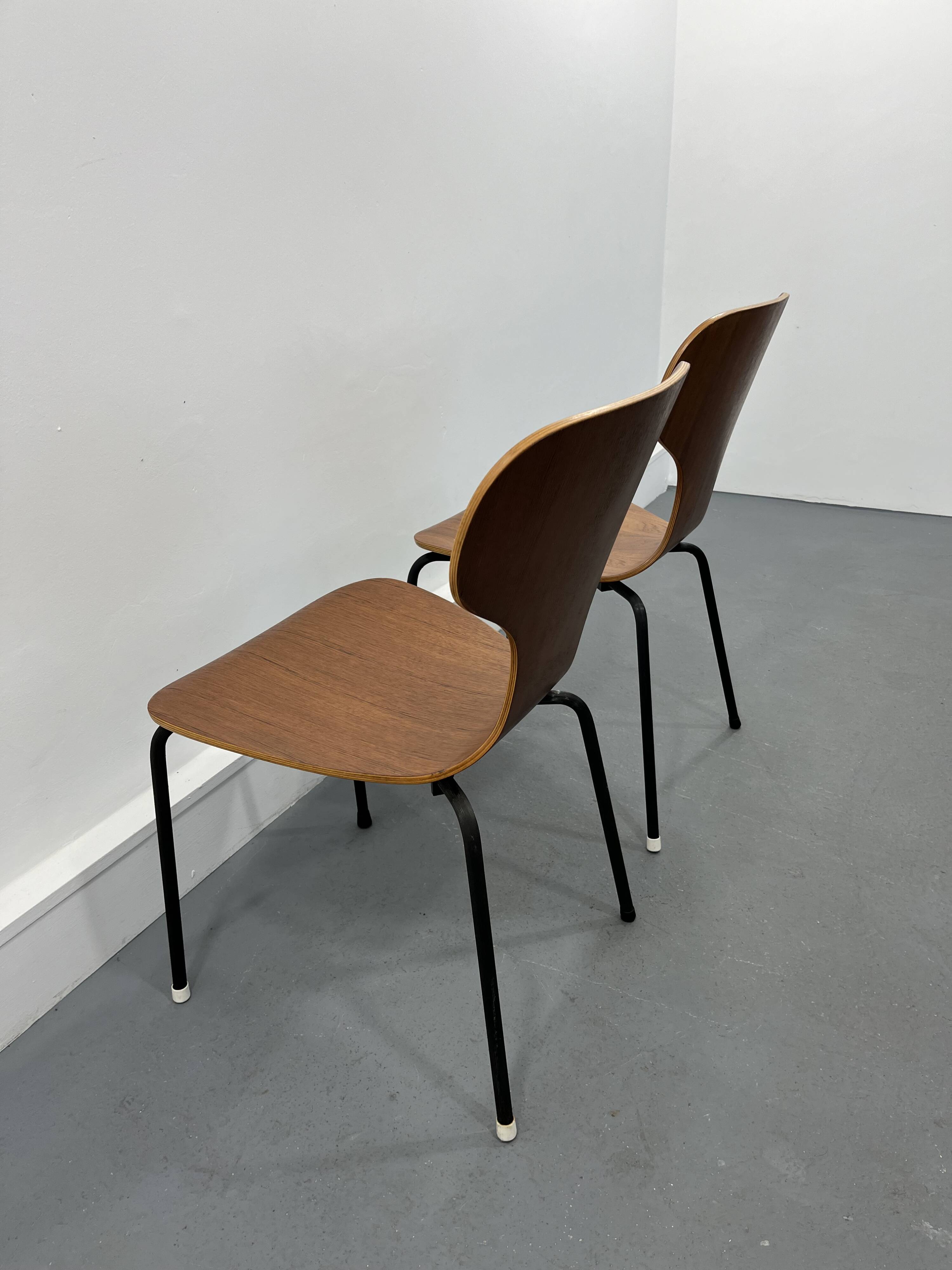Mid-Century Danish Plywood Chairs, 1950s, Set of 2