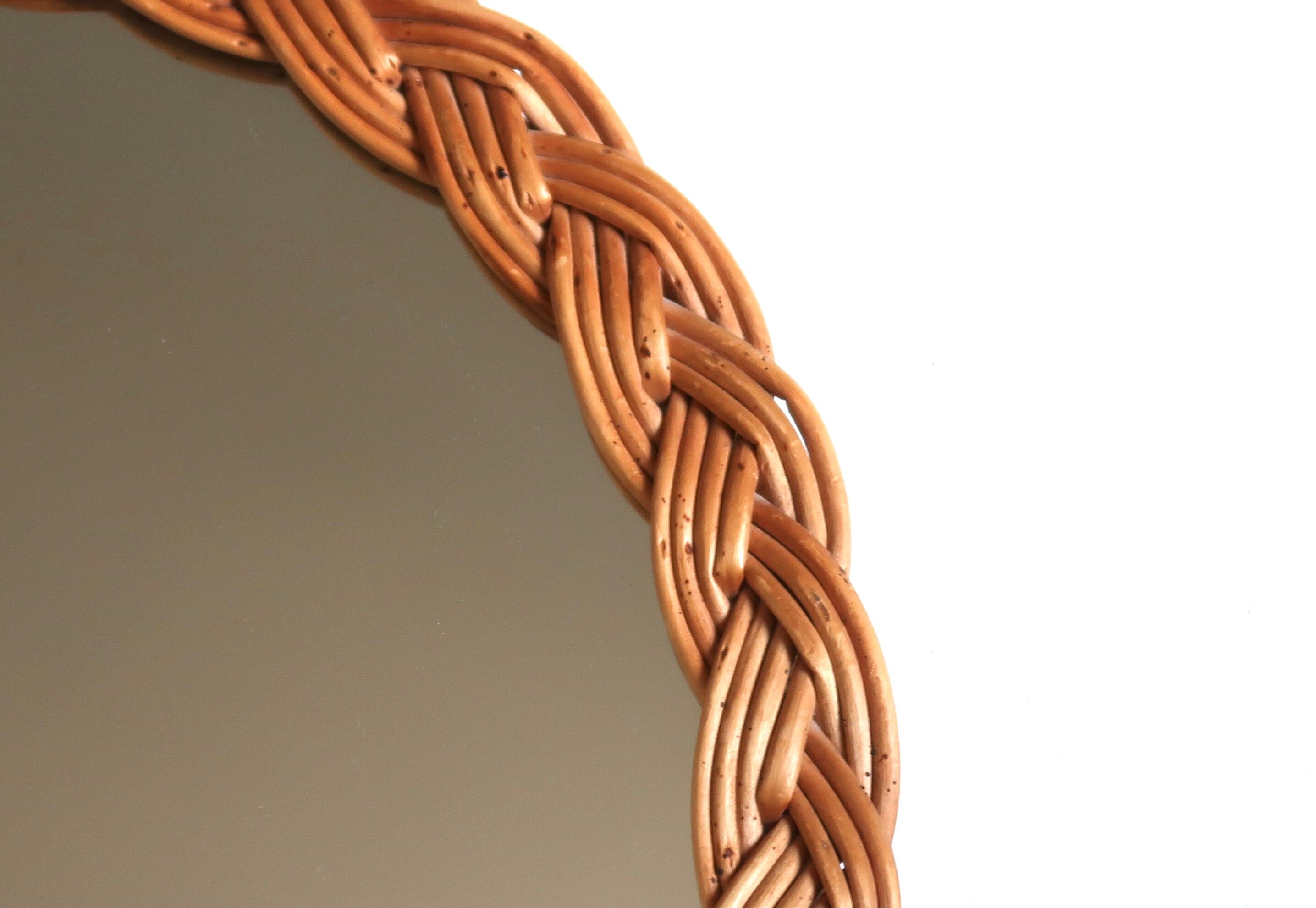 Round wicker mirror, 50s