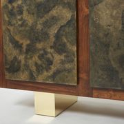 Brutalist Belgian enfilade in rosewood, resin, and brass from around 1970.