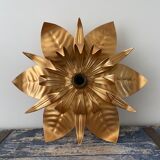 Ceiling lamp flower leaf gilded metal
