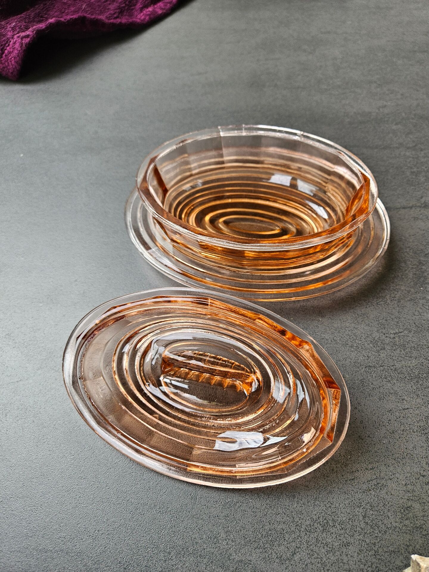 Rosaline glass butter dish: Art Deco
