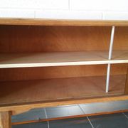 Sideboard vintage Scandinavian feet compass of oak and glass