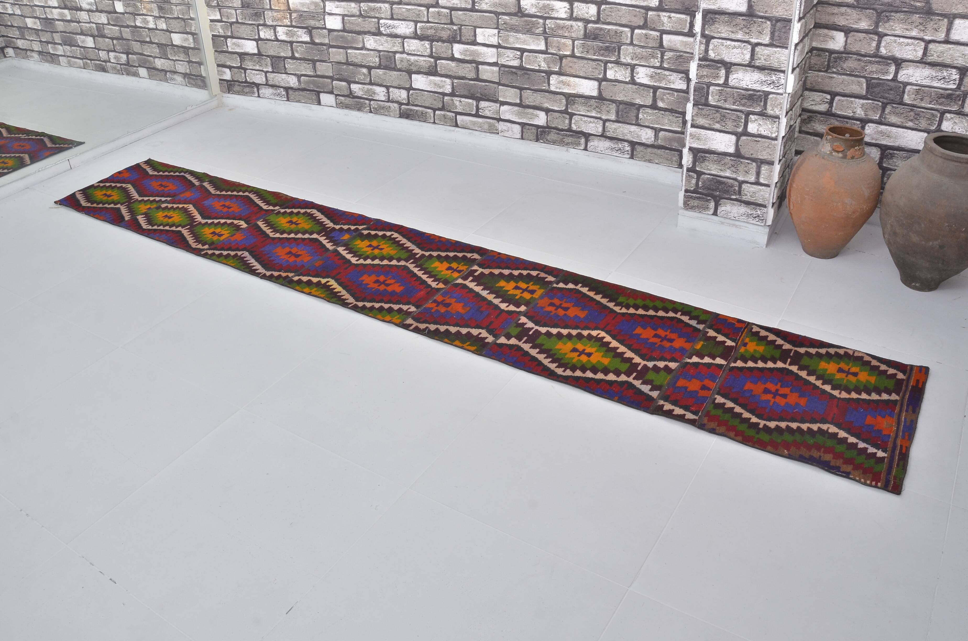 extra Long Vintage Oushak Kilim Rug sku 3759