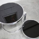 Coffee table with three smoked mirror tops, 1980