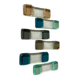 Set of 6 colored glass knife holders