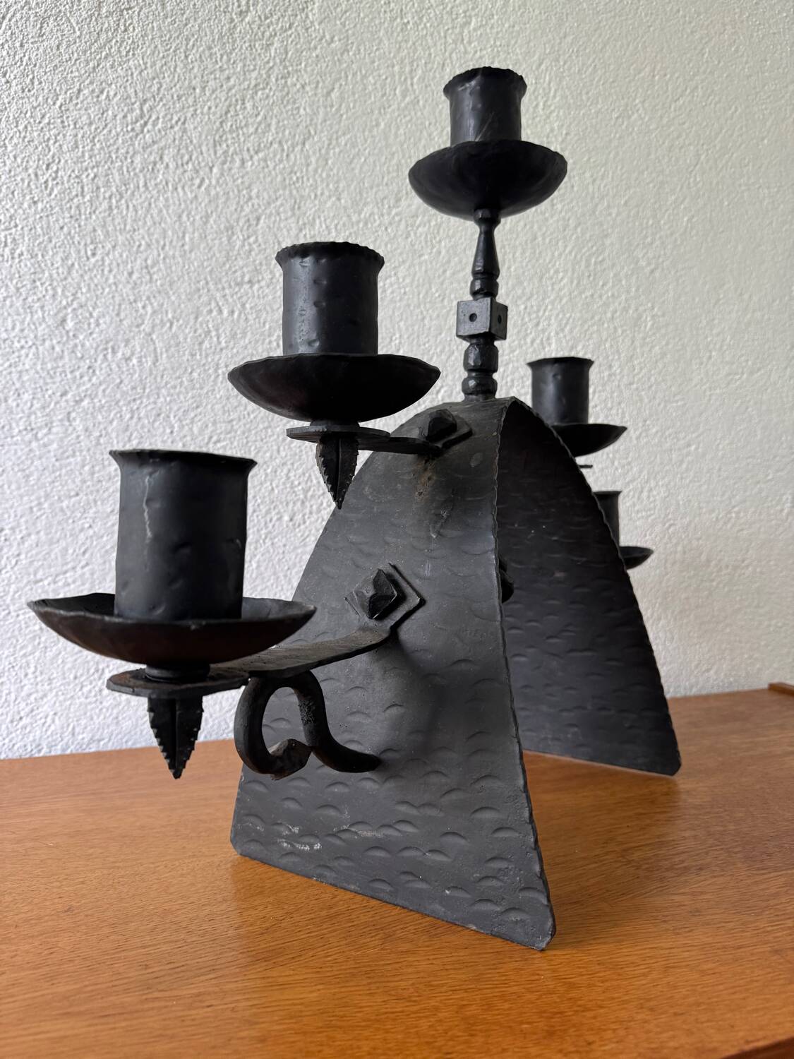 Brutalist wrought iron chandelier from the 60s