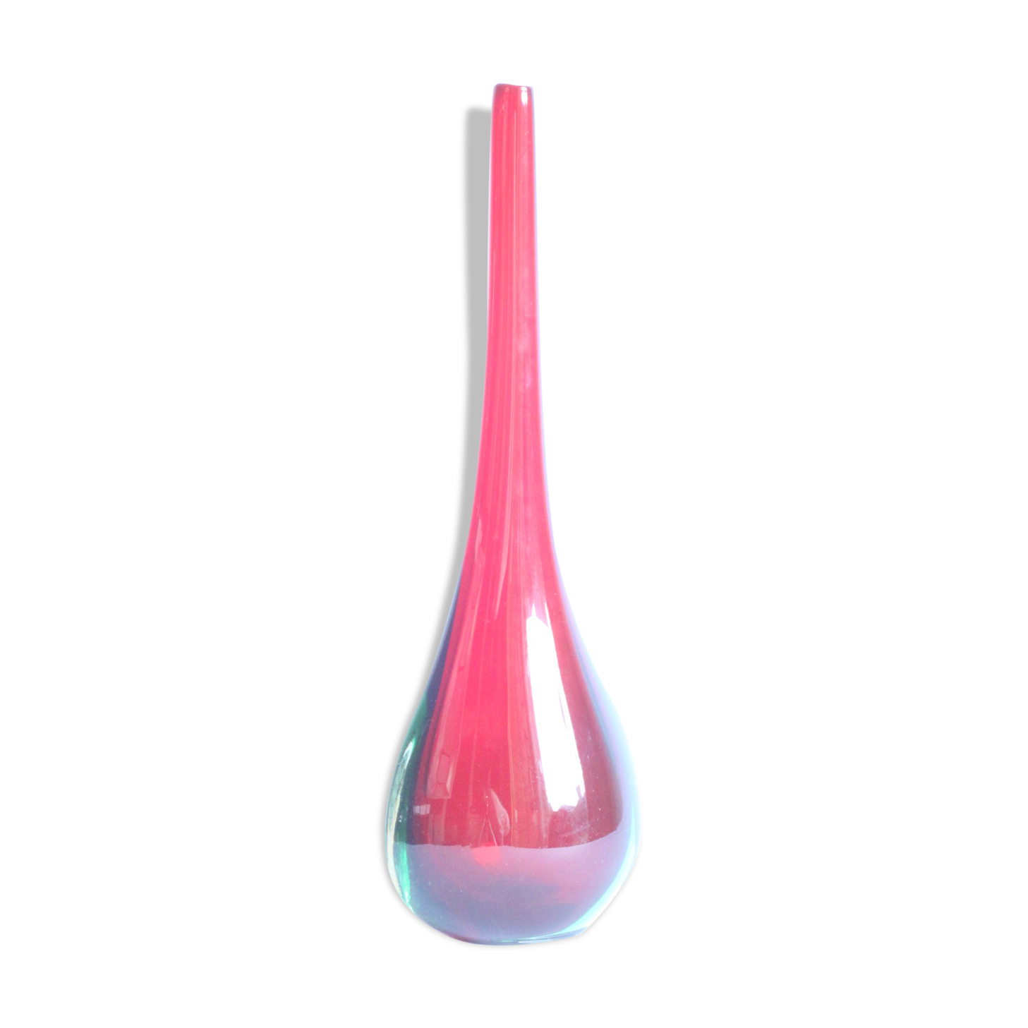Sommerso drop vase in red and blue, Murano 1950s.