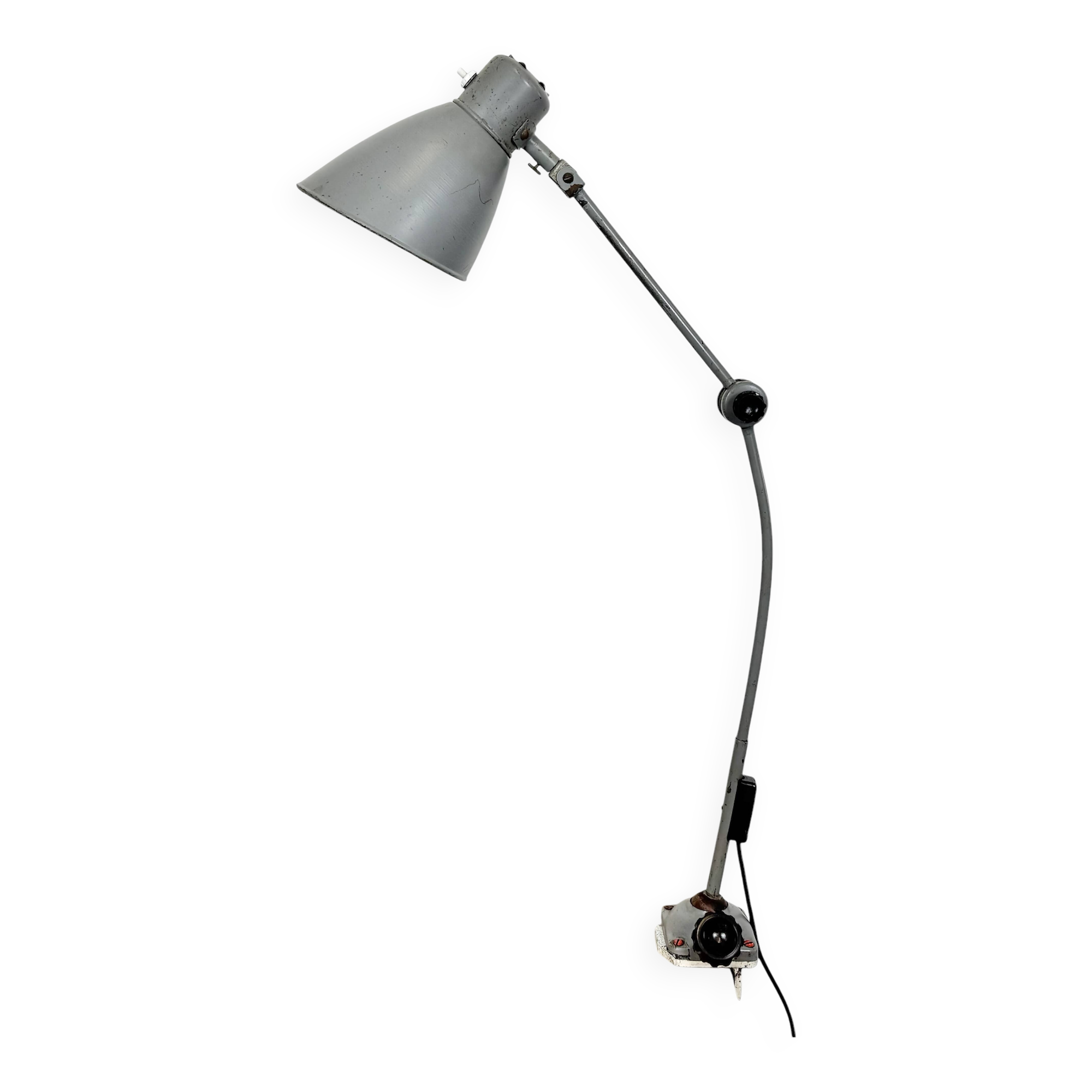 Large Grey Industrial Workshop Table Lamp, 1960s