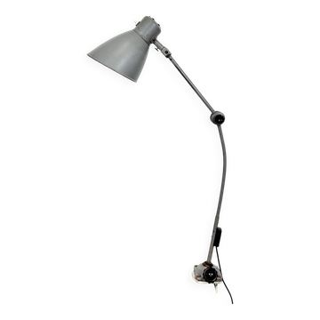 Lampe de table d'atelier industrielle grise, années 1960
