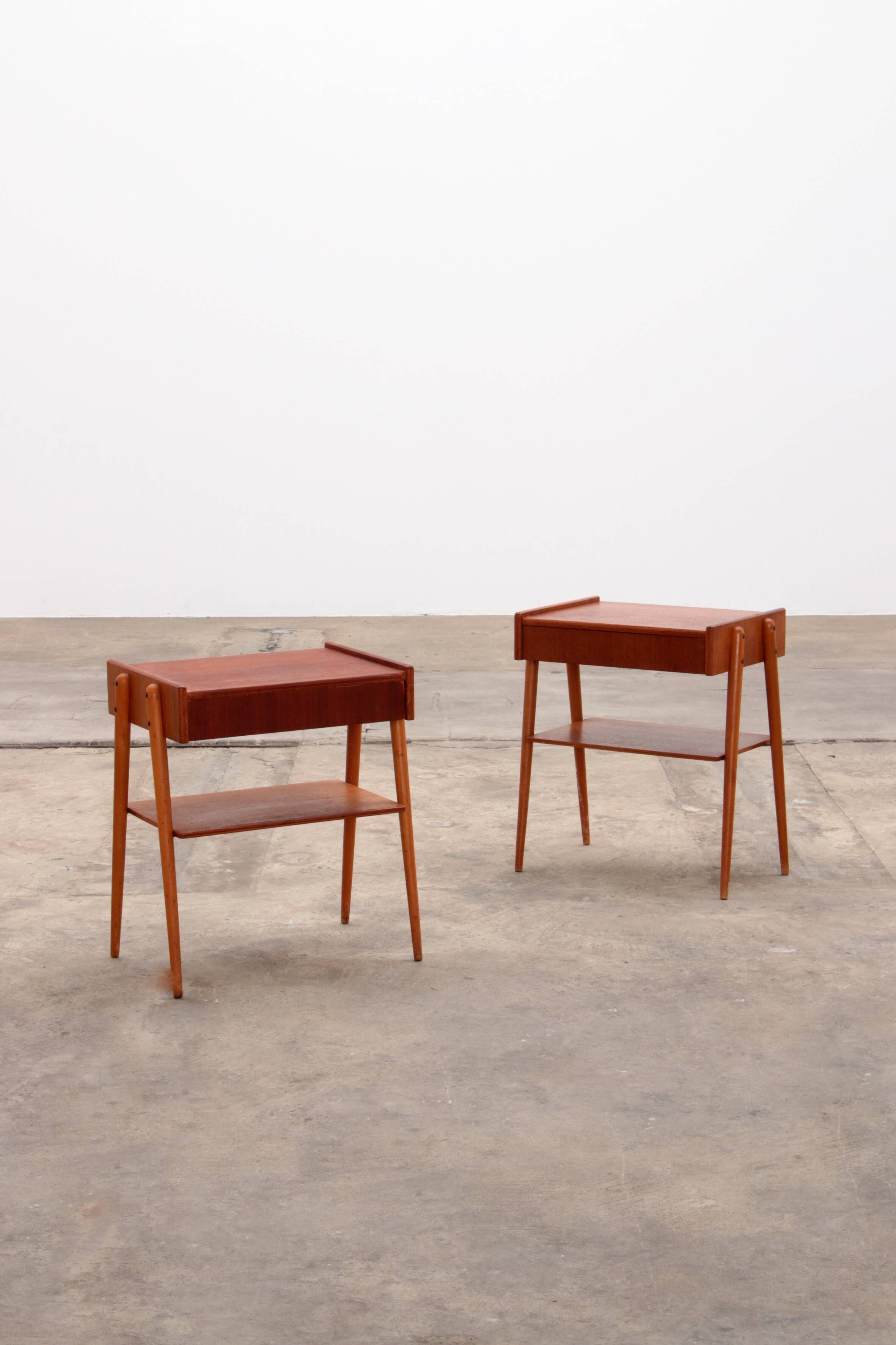 A set of teak bedside tables AB Carlstrom and Sweden from the 1960s
