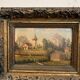Oil on panel, old Mountain village signed Gottfried Stury XIX.