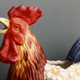 Carafe, pichet coq en barbotine
