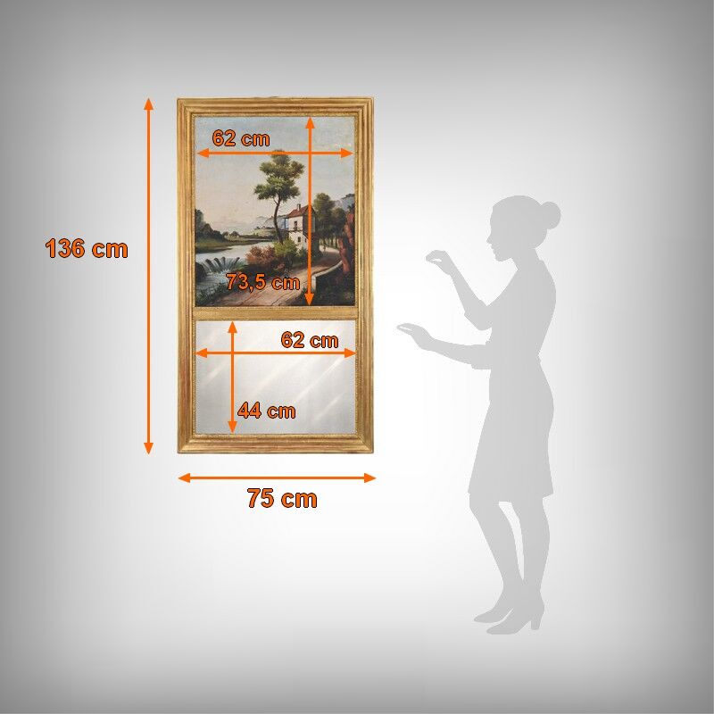 Miroir trumeau en bois doré, style Louis XVI – 1900