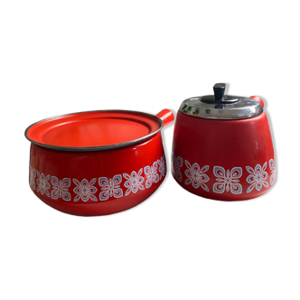 Caquelon et casserole retro vintage