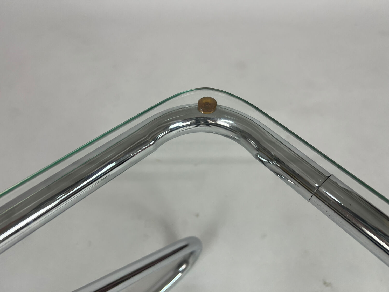 Vintage chrome glass coffee table 70s Space Age Bauhaus