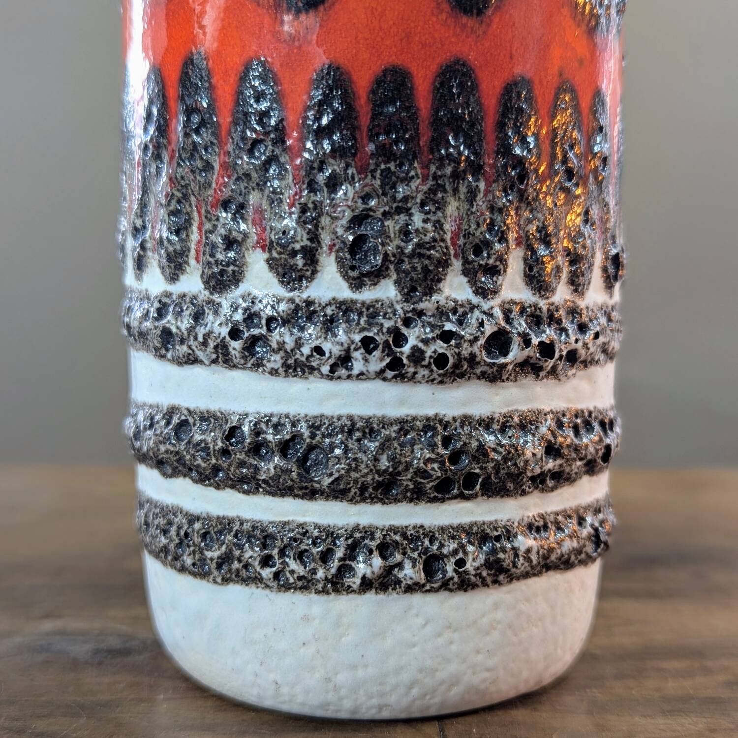 Scheurich West Germany 200-28 Fat Lava Vase, Vintage Red Ceramic