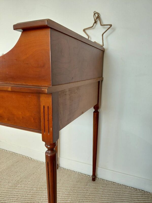 Petit bureau/console vintage en bois-style Louis XVI-1 tiroir