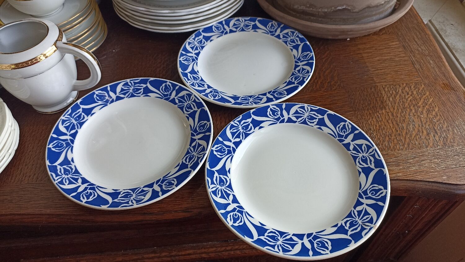 3 plates Digoin Sarreguemines Floral model