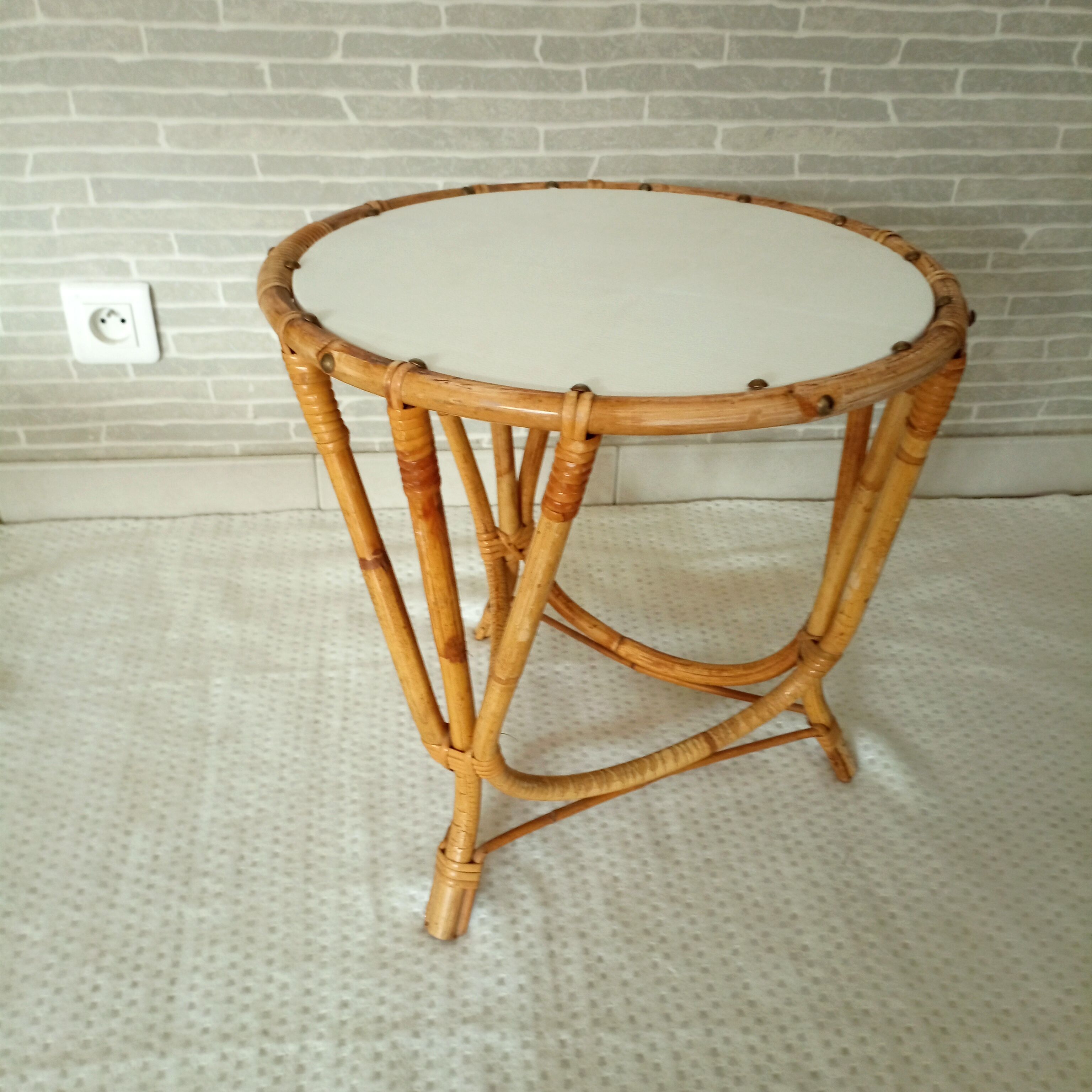 Vintage rattan side table