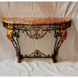 Console en marbre et fer forgé, XXe siècle