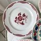 Set of 6 flat plates mismatched pink Badonviller, Longchamp, Digoin "Rosa" and Quimper
