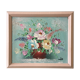 Painting painting in powder pink oil, blue-green