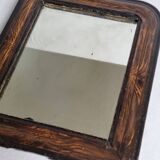 Antique Louis-Philippe mirror, painted wood imitation wood, 30 x 37 cm, 19th century