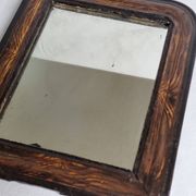Antique Louis-Philippe mirror, painted wood imitation wood, 30 x 37 cm, 19th century